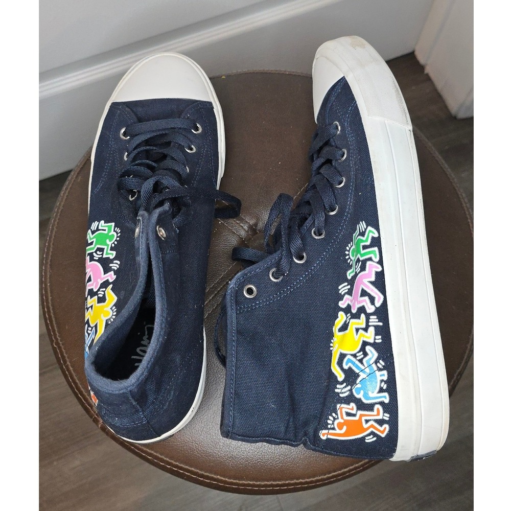 Keith Haring Men's Navy Blue Canvas High Top Sneakers Size 11.5 - Picture 2 of 11